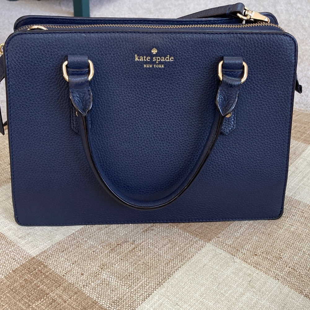 kate spade Navy Blue Leather Handbag with crossbody strap